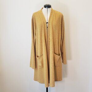 Larace Open Cardigan with Pockets Gold Long Sleeve Size 3X Large